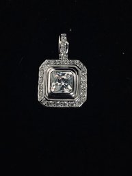 Square Diamond Silver Necklace Pendant 574