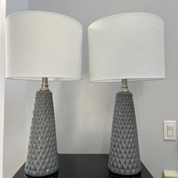 Pair Of Gray Ceramic Table Lamps