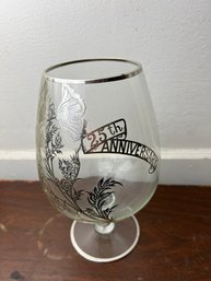 Silver Overlay '25th Anniversary' Glass Oversize Brandy Snifter