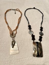 Two Mother-of-Pearl Pendant Necklaces