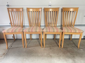 Set Of Upholstered Wooden Dining Room Chairs