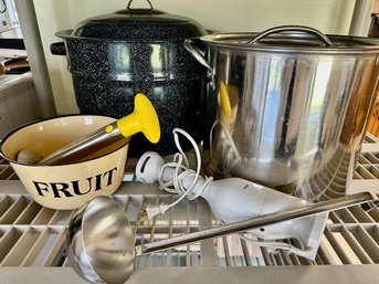 Kitchenware Lot Including 2 Large Stock Pots