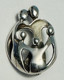 SIGNED CAROLYN POLLACK FAMILY OF 5 STERLING SILVER BROOCH