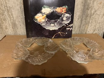 Two Mikasa Crystal 5 Part Divided Dishes