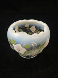 Fenton Glass Painted Rose Bowl