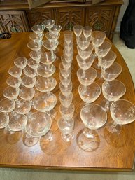 Mid Century Crystal Starburst Stemware 48 Pieces