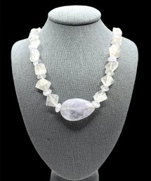 Beautiful Sterling Silver Moonstone Style Nugget Necklace