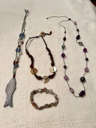 Group Of Beaded Necklaces & Bracelet