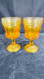 Vintage Anchor Hocking Fairfied Footed Amber Wine Glass