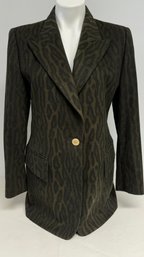 A Vintage ESCADA Margaretha Ley Green Print Blazer Made In Germany - Size 38