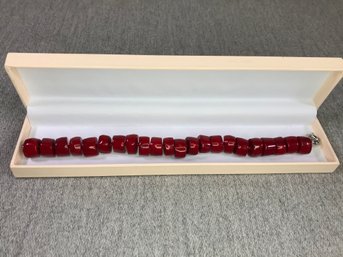 Fabulous Chunky Red Coral Bracelet - $295 Retail Price - Very Pretty Piece - 8-1/2' - Very Nice Piece !