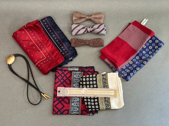 A Nice Array Of Men's Accessories: Bow Ties, Pocket Squares & More