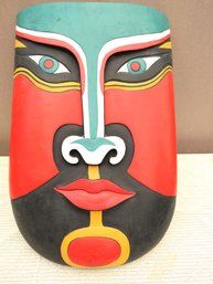 Large Colorful Wall Art Carved Wood Face Sculpture Art