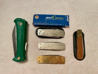 Five Pocket Knives, One New In Box