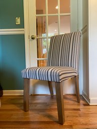 Striped Fabric Desk Accent Chair With Wood Legs