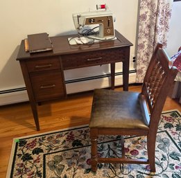 Amazing Vintage Sewing Hub-Machine, Table, Chair & Accessories