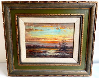 Wayne Morrell (1923-2013 American) Oil Painting On Canvas  'A Marsh Sunset--Ipswich', Signed