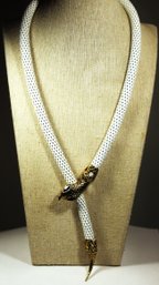 Vintage White Mesh Rhinestone Snake Formed Costume Neckalce