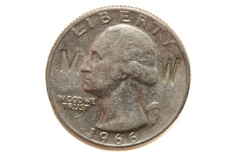 1966 Quarter With The Letters M & W Imprinted/Engraved On It