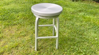 Crate & Barrel Brushed Aluminum Light Weight Swivel Stool