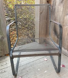 Vintage  Wrought Iron Metal Mesh Cantilever Patio Chair