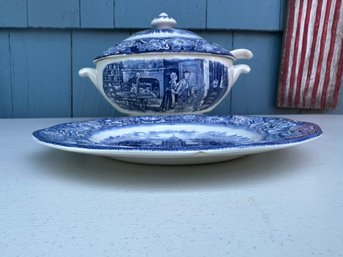 Liberty Blue Platter And Soup Tureen