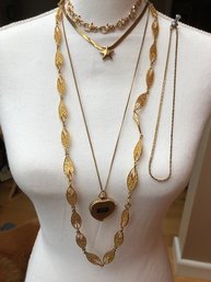 5 Vintage Goldtone Necklaces