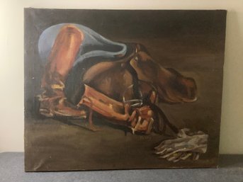 Oil On Canvas Of Horse Riding Gear