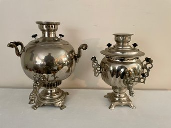 Pair Of Vintage 1900s Russian Soviet Samovar Teapots