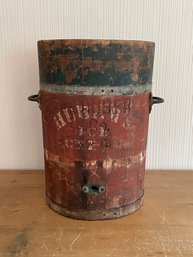 Large Antique Primitive Wooden Hubers Ice Cream Bucket