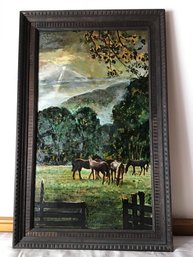 Oil On Board Hendricks Framed Art Of Horses