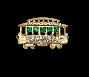 Vintage Rhinestone Trolly Car Brooch/pin