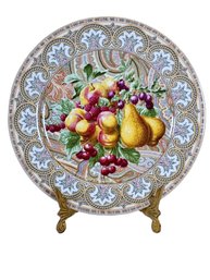 Colorful Vintage Limoges France 12' Decorative  Porcelain Plate 'Chamarande' By Patrick Frey Paris