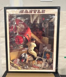 Mickey Mantle Collage Poster Frame - New York Yankees - Machine Printed Signature      Suso/ WA-D
