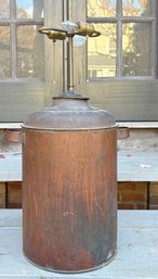 Vintage Large Copper Urn With Handles Converted To Lamp