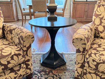 Hickory White Circular Ebony Pedestal Table