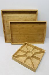 Lot Of Three Bamboo Trays