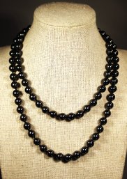 Fine 32' Long Genuine Hematite Beaded Necklace