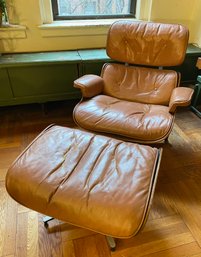 1960s Eames Lounge Chair & Ottoman, Herman Miller, With Leather Seats