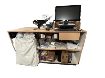 Working POS Credit Card System, Cash Box, Commercial Workspace W/ Tons Of Storage Space  W/ Metal Rod