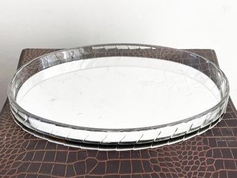 A Lucite And Mirrored Cocktail Tray