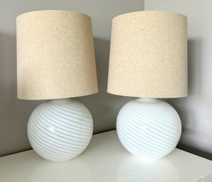 Pair Of West Elm Glass Table Lamps