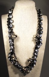 Contemporary Rhinestone Black Tone Necklace 22' Long`