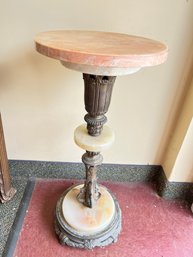 Faux Marble, Onyx And Metal Pedestal