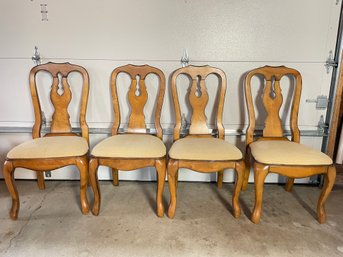 Set Of Upholstered Wooden Dining Room Chairs