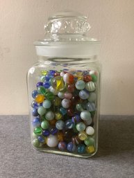 Vintage Glass Marbles In Jar #2