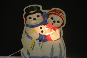 Cute Vintage Mr & Mrs Snowman Lighted Sign