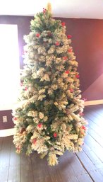 Flocked Christmas Tree On Stand With Lights