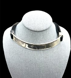 Vintage Mexican Sterling Silver Choker With Leather Straps, Adjustable