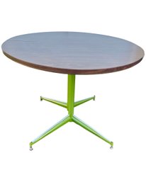 MCM Round Laminate Top Dining Table Steel Pedestal Base Style Of Paul McCobb